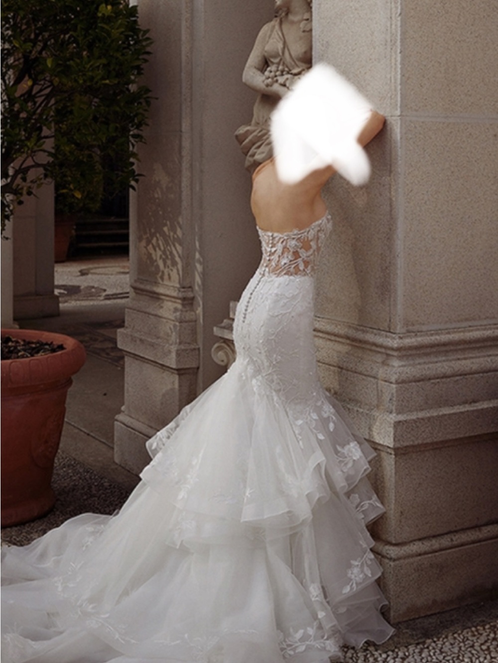 Elegant Justin Alexander White Mermaid Lace Wedding Dress NWT - Picture 7 of 15